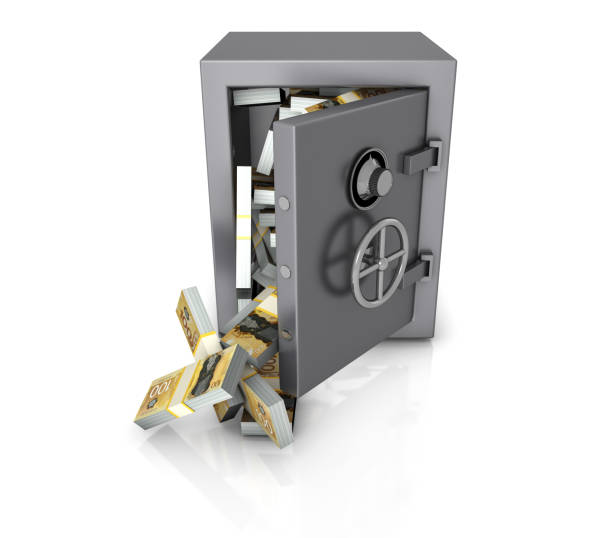 istock Safe box full Canadian Dollar packs on Target 1368825945