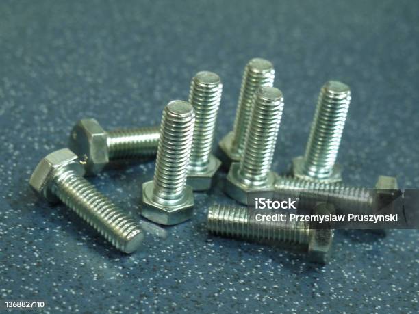M8 Bolts Closeup Stock Photo - Download Image Now - Bolt - Fastener, Business Finance and Industry, Chrome