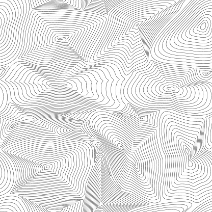 Vector monochrome seamless pattern. Black wavy stripes background. Abstract dynamic wavy surface. Corrugated surface, 3D effect, motion illusion, curvature.