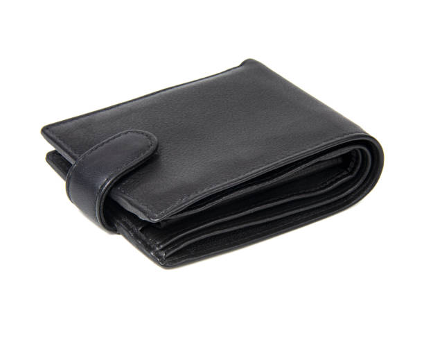 istock Black leather wallet elegant for man isolated on the white background 1368827939
