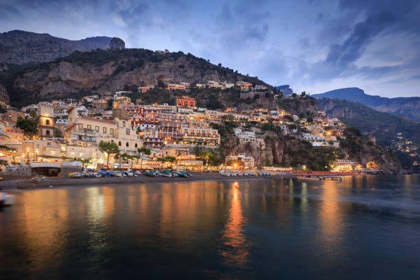 istock Positano at night, italian coast town 1368827971