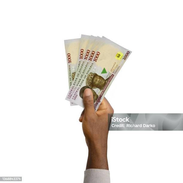 Black Hand Holding 3d Rendered Nigerian Naira Notes Stock Photo - Download Image Now