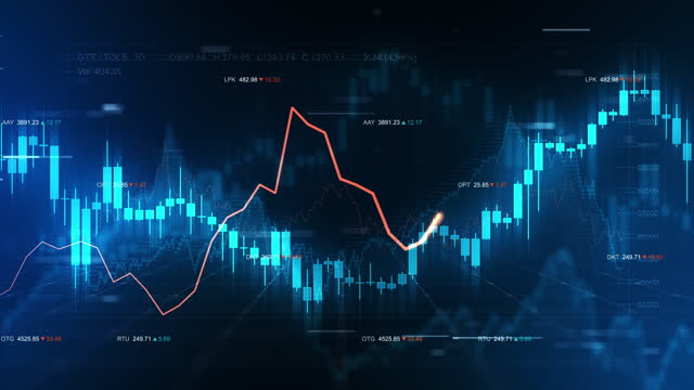 Stock market information background with numbers, indexes, chart and diagrams. Abstract trading information for futuristic financial report concept.