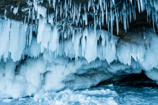istock Icicles on the Lake Baikal in winter. 1368847792