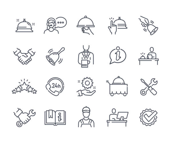 bildbanksillustrationer, clip art samt tecknat material och ikoner med simple set of icons with service and maintenance - serviceyrke