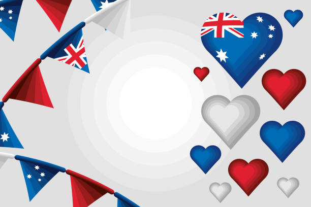 ilustraciones, imágenes clip art, dibujos animados e iconos de stock de australia día libertad - australia australia day celebration flag