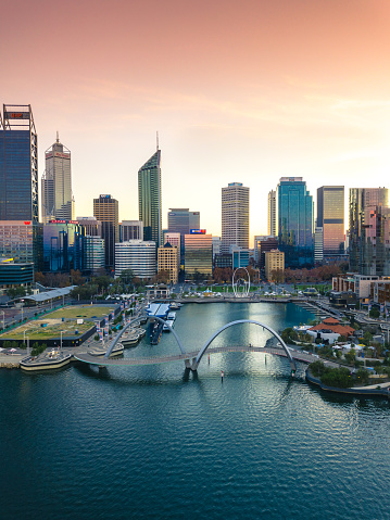 Aerial view of the Perth City Skyline