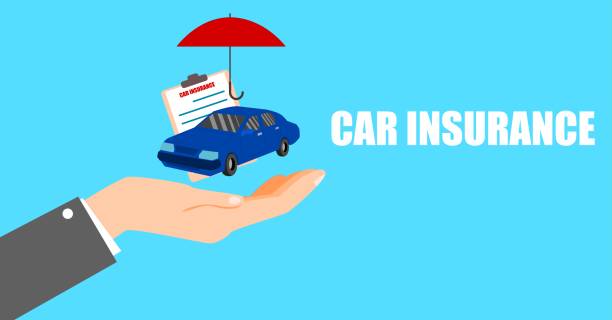istock Car insurance. A small blue car rests on the palm of your hand. Vector illustration. 1368871018