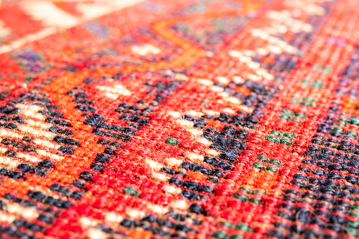 Patrón de alfombra persa del sur, macro. photo