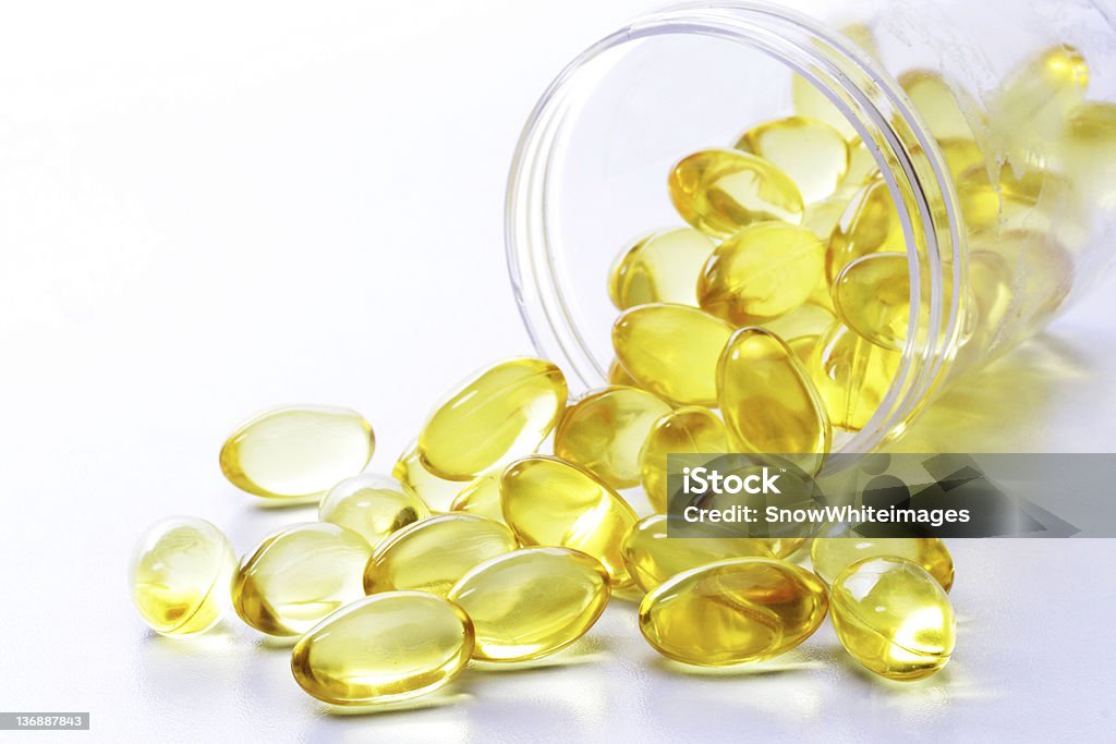 Cod liver oil Details - Lizenzfrei Chemikalie Stock-Foto