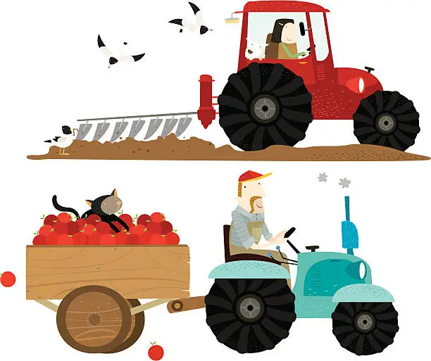 Vector illustration of life on the fields