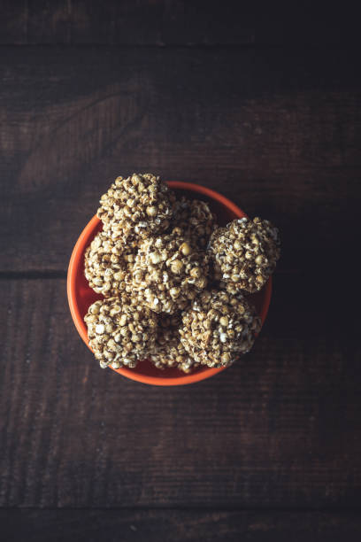 Indian homemade sweet popcorn candy balls