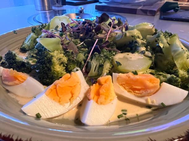 istock Lunch Dinner - Salad with Hard Boiled Eggs Quarter Salad Leaf Salad 1368884516