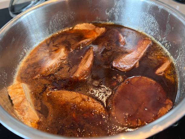 istock Lunch dinner - roast veal in dark gravy 1368884526