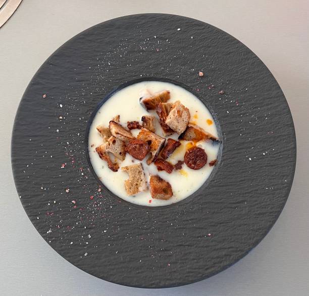 istock Lunch Dinner - Cauliflower Soup Crouton Chorizo 1368884597