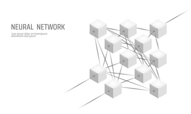 sieć neuronowa. sieć neuronów. głębokie uczenie się. koncepcja technologii kognitywnej. logiczna matematyka procesora pamięci sztucznej inteligencji. neutralna prezentacja szara biała monochromatyczny ilustracja wektorowa - brain nerve cell healthcare and medicine technology stock illustrations