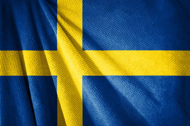 I love Sweden. Heart on the flag of Sweden. Horizontal composition with copy space.