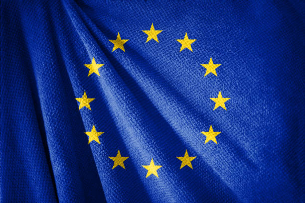 European Union flag on towel surface illustration with, country symbol