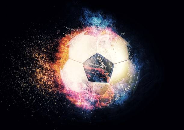 istock 3D illustration of a burning soccer ball 1368891371