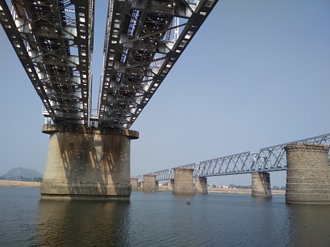Vijayawada Andhra Pradesh new and old railway track and Krishna river