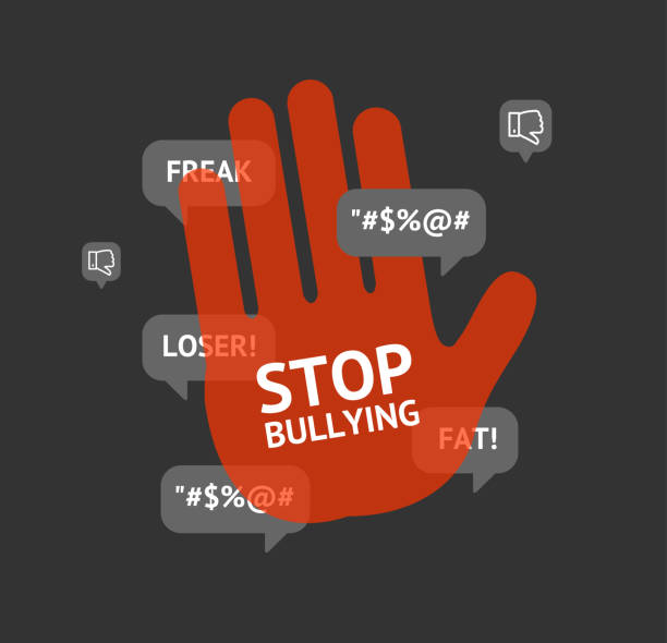 stockillustraties, clipart, cartoons en iconen met stop bullying concept with hand gesture. vector - pesten