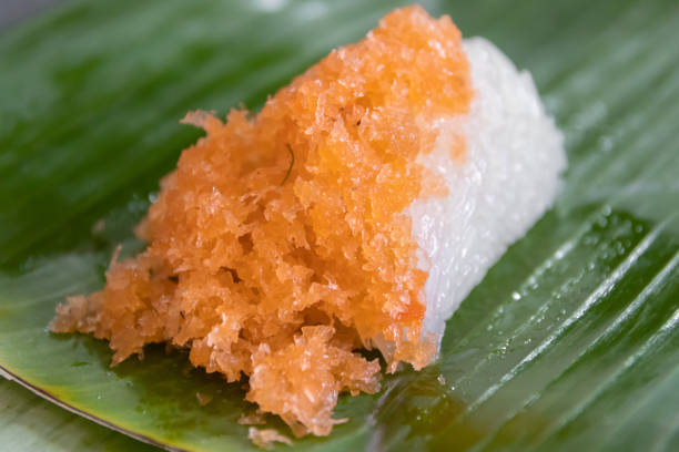 istock Sweet sticky rice with shrimp topping (Khao Niew Nha Goong). 1368892325