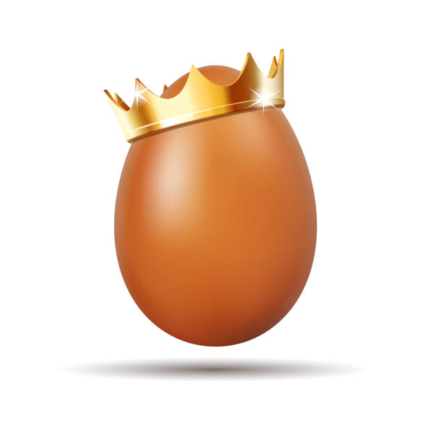 istock Realistic egg with golden crown for design flyer, corporate template, brochure. 1368892439