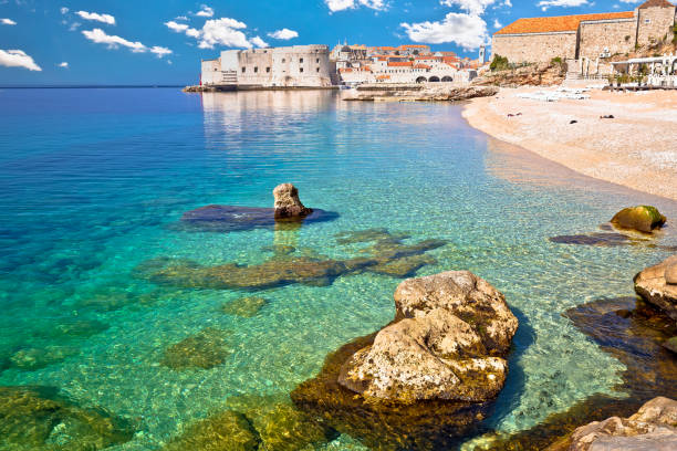 istock Turquoise Banje beach in Dubrovnik view 1368892535