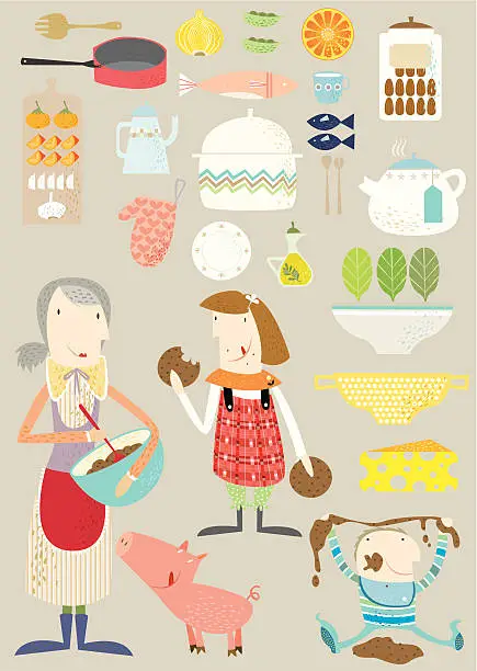 Vector illustration of Life in the kitchen