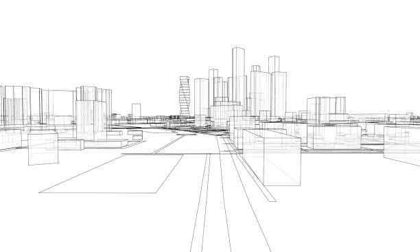 istock Vector lines buildings and city roads, town design 1368892814