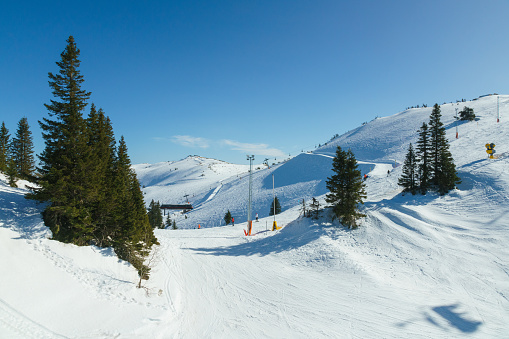 Ski track ready for skiing at the ski center in Brod