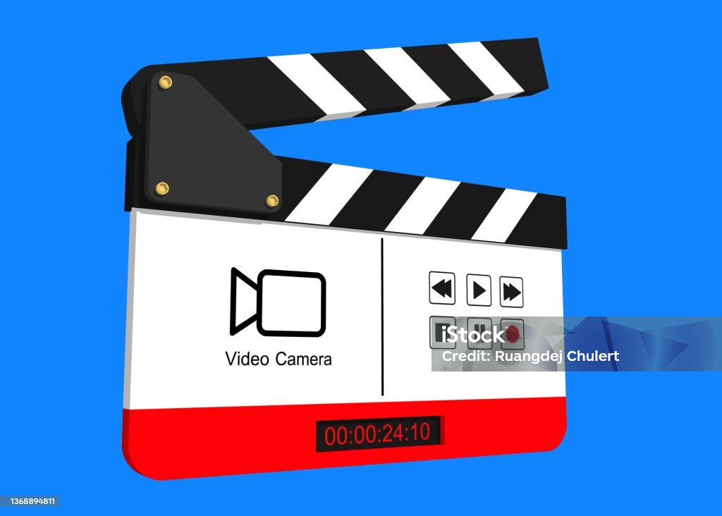 Video & Film  clapper-slate  (3D Model) Video-Film slate for Production Studio. 3D clapper-slate with  symbol function.(3D model) 4K Resolution Stock Photo