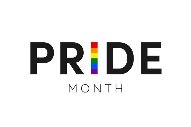 gay pride month im juni. lgbtq mehrfarbige regenbogenflagge - 2021 stock-grafiken, -clipart, -cartoons und -symbole