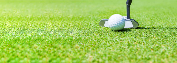 골프 퍼터 클럽 연습 - golf panoramic golf course putting green 뉴스 사진 이미지