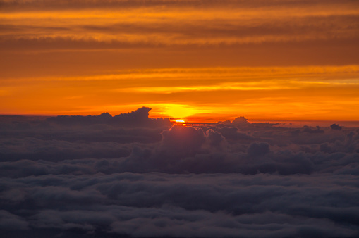 Sun set on the summit of Haleakala in Maui, Hawaii