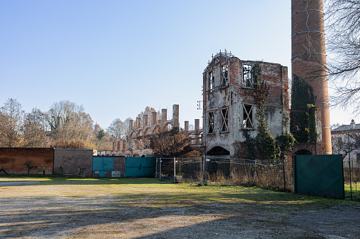 Remains of the Ancient twentieth-century Frazzi Brick Factory in Cremona in Tognazzi Park, Italy.