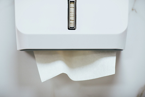 Dispenser with paper towels - drawer with paper napkins for hands - personal hygiene
