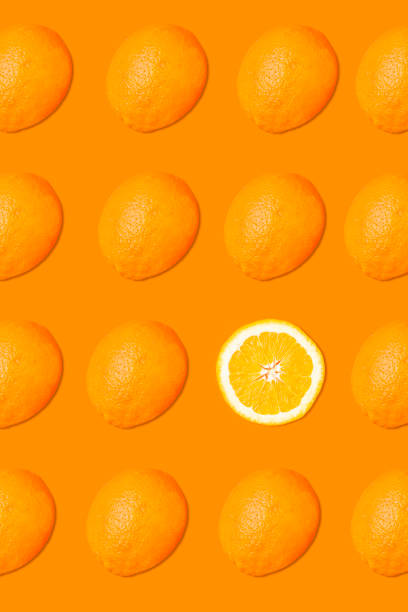 Creative photos of orange fruit on an orange background