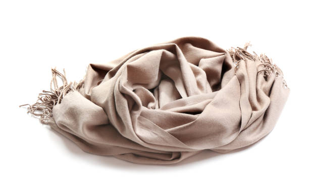 istock Stylish scarf on white background. Winter clothing 1368904029