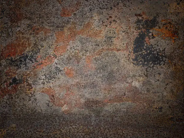 Photo of Abstract old worn and weathered rusty steel metal surface.