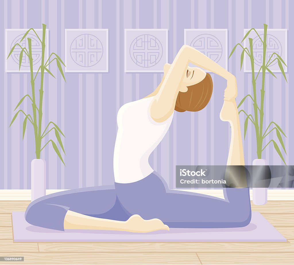 Woman in Yoga Pose - King Pigeon A woman in the King Pigeon pose (Eka Pada Rajakapotasana). No gradients were used when creating this illustration. Adult stock vector