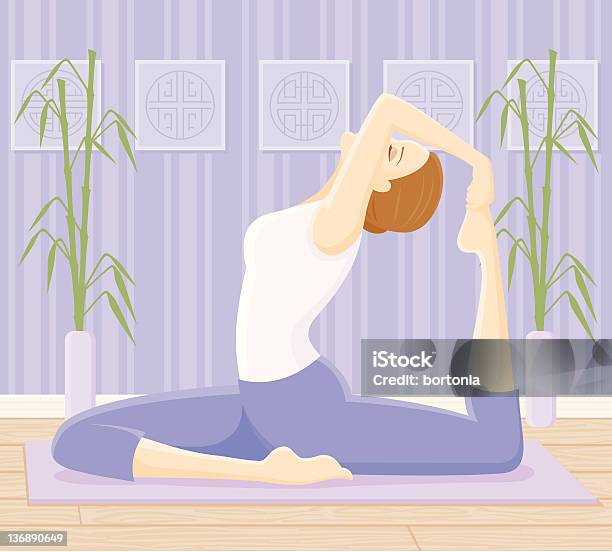 Woman In Yoga Pose King Pigeon Stock Illustration - Download Image Now - Adult, Adults Only, Athlete