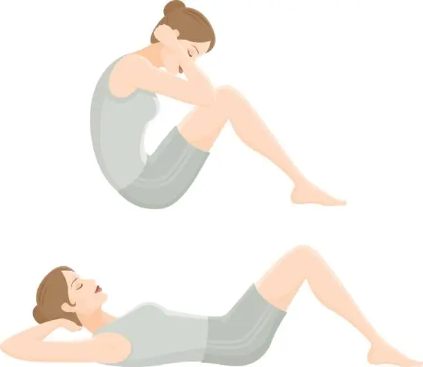 Vector illustration of Woman Doing Sit Ups