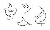 istock Line art bird. Bird emblem design template. 1368907147