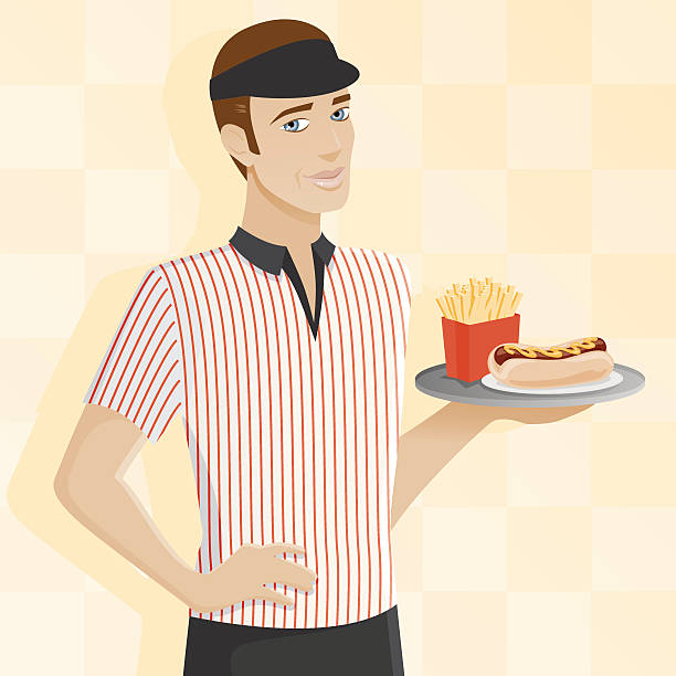 ilustrações de stock, clip art, desenhos animados e ícones de masculino trabalhador de fast food - soda jerk