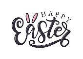istock Happy Easter hand-sketched typography logo isolated on white. 1368908556
