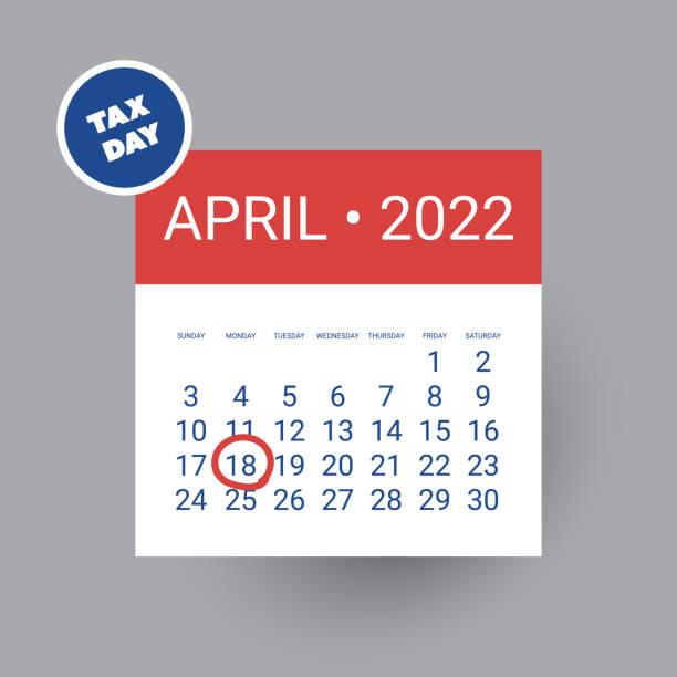 米国税日リマインダー - カレンダーデザインテンプレート2022 - calendar tax april day点のイラスト素材／クリップアート素材／マンガ素材／アイコン素材