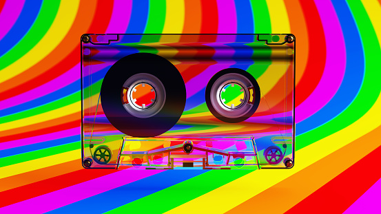 Cassette Tape Rainbow Pride Flag LGB LGBTQ Inclusive Party Music 3d illustration render