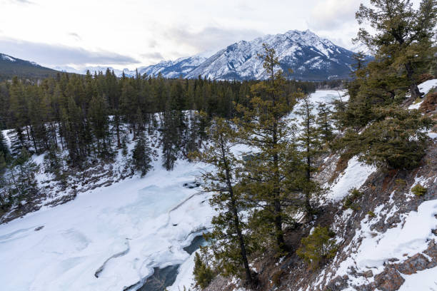 istock Frozen Bow River in winter. Beautiful scenery in Banff National Park 1368914720