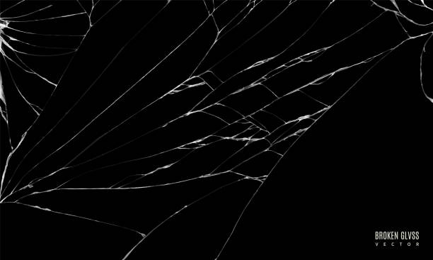 broken glass with realistic cracks black color. cracked screen texture for your design goals. editable vector illustration broken glass with realistic cracks black color. cracked screen texture for your design goals. editable vector illustration cracked stock illustrations
